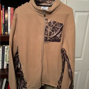 Ducks Unlimited Tan Fleece Jacket with Camouflage Accents